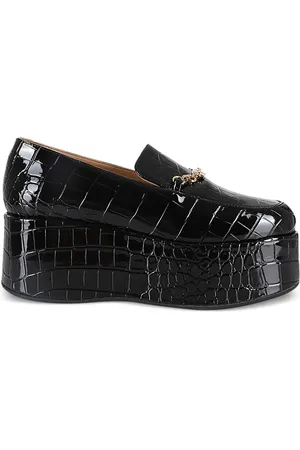Ganni Crocodile-embossed leather loafers