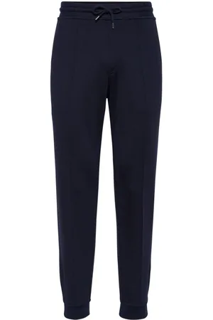 Brunello Cucinelli Pressed-crease drawstring trousers