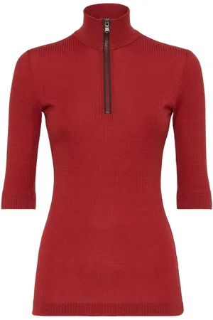 Brunello Cucinelli High-neck ribbed-knit T-shirt