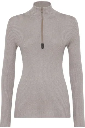 Brunello Cucinelli High neck ribbed knit T-shirt