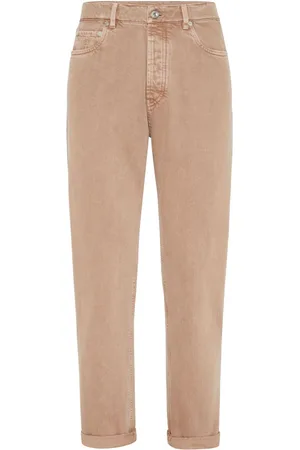Brunello Cucinelli Logo-patch tapered jeans