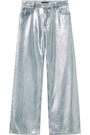 Twin-Set Wide-leg coated jeans