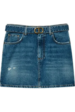 Twin-Set Logo-plaque denim skirt
