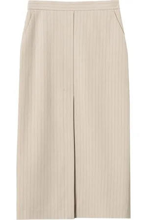 Twin-Set Front-slit pinstripe midi skirt