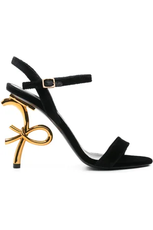 ROBERTO FESTA 100mm logo-heel velvet pumps