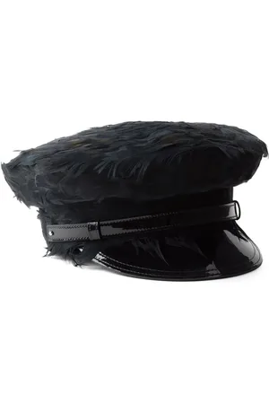 Prada Feather-embellished baker boy hat