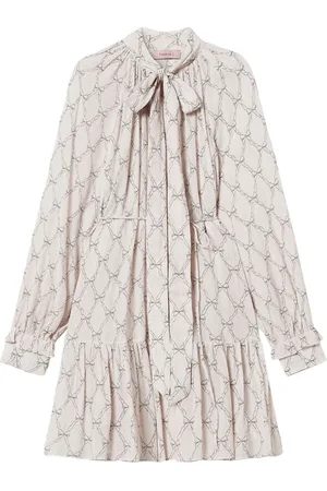 Twin-Set Bow-print creponne mini dress