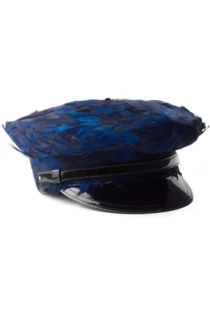Prada Feather-embellished baker boy hat