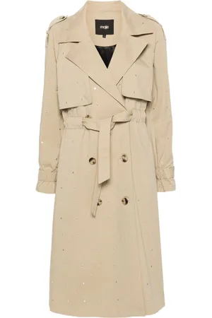Maje Studded elasticed-waist trench coat