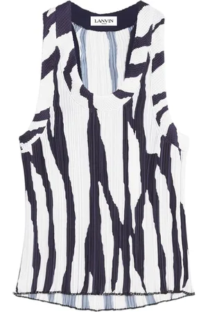 Lanvin Printed pleated tank top