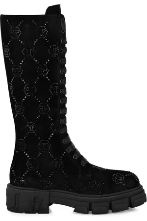 Philipp Plein Monogram-embellished suede boots