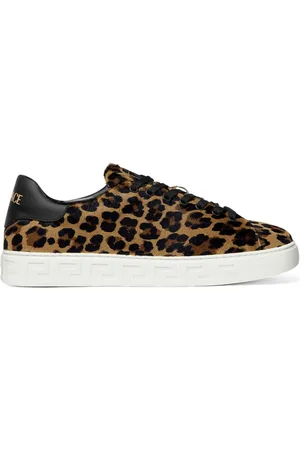 VERSACE Greca leopard-print sneakers