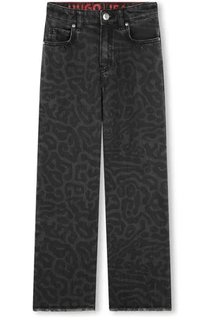 HUGO BOSS Leopard-print straight-leg jeans