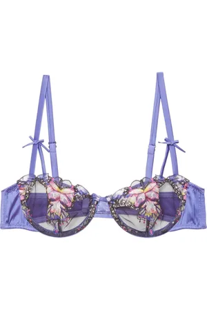 FLEUR DU MAL Butterfly-embroidered balconette bra