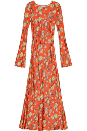 Ganni Floral-print satin maxi dress