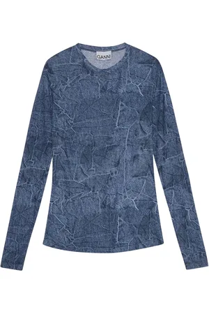 Ganni Printed mesh top