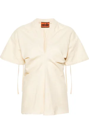 Colville V-neck canvas blouse