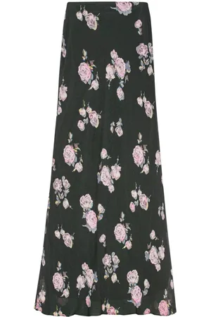 Ganni Floral-print fluid crepe maxi skirt