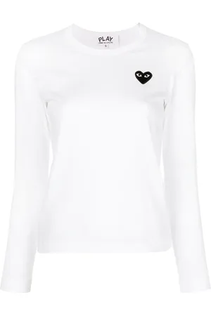 Comme des Garçons Long sleeves embroidered heart T-shirt