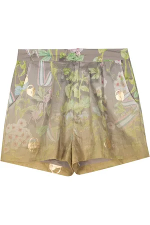 Cynthia Rowley Floral-printed faded-effect shorts