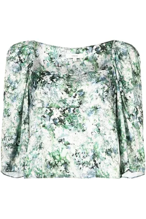 Vince Floral-print square-neck blouse