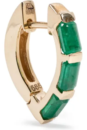 Kolours 14kt yellow Creo emerald single earring