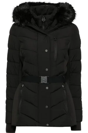 Michael Kors Faux fur trim Scuba coat