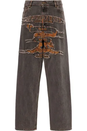 Y / PROJECT Distressed straight-leg jeans