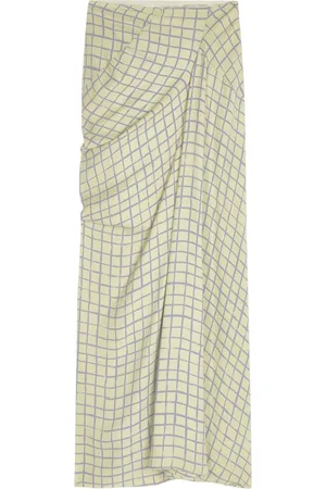 DRIES VAN NOTEN Grid-print draped skirt