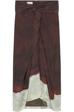 DRIES VAN NOTEN Floral-print draped skirt