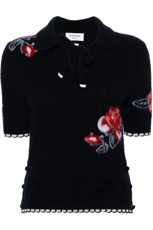 Thom Browne Rose-intarsia virgin wool top