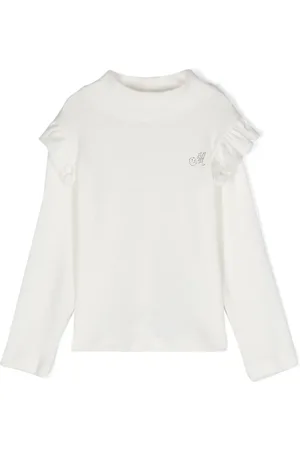 MONNALISA Rhinestone-monogram ribbed blouse