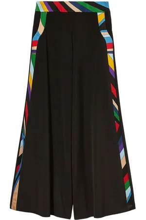 Puccini Iride-print trim palazzo trousers