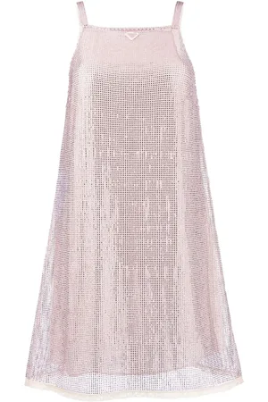Prada Rhinestone-embellished mesh minidress