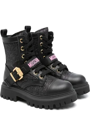 Moschino Logo-tape glitter boots