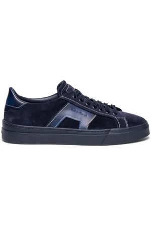 santoni Logo-debossed leather sneakers