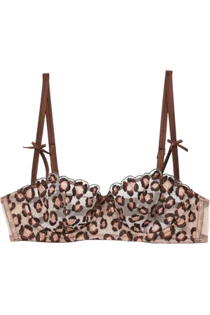 FLEUR DU MAL Leopard-embroidered balconette bra