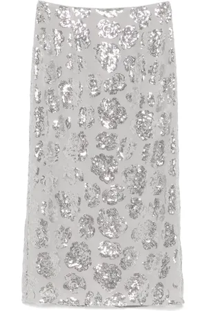 ROTATE Sequin chiffon midi skirt