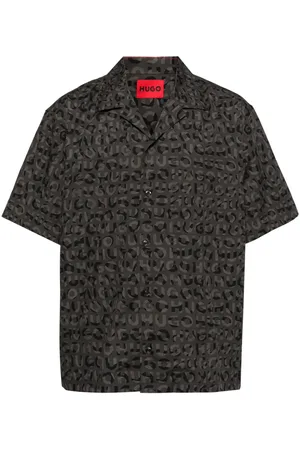 HUGO BOSS Seasonal-print oversized-fit shirts