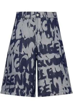 Alexander McQueen Graffiti-print denim shorts