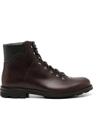 BRIONI Oiled leather hiking boots