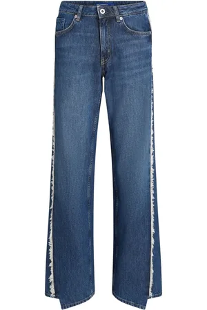 Karl Lagerfeld Logo-patch fringed straight-leg jeans