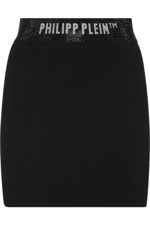Philipp Plein Logo-waistband fine-ribbed miniskirt