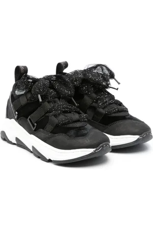 MONNALISA Lace-up glittered sneakers