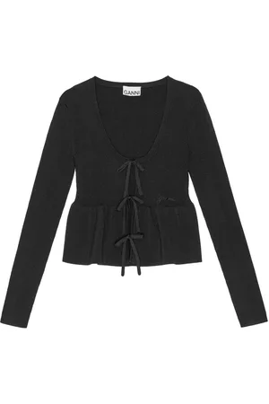 Ganni Tie fastening long sleeve cardigan