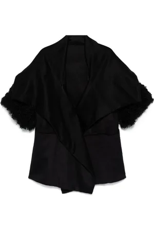 Alberta Ferretti Shearling-trim cape
