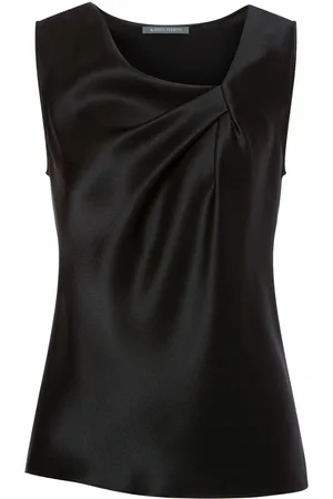 Alberta Ferretti Sleeveless gathered satin blouse