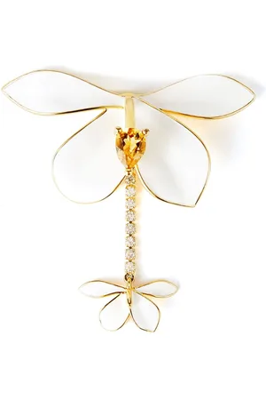 SHANGHAI TANG Ginger Flower crystal-embellished brooch