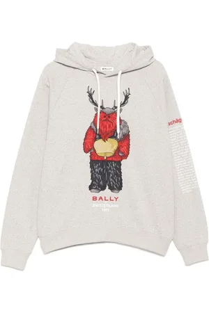 Bally Hoodie With Forest Mask In Melange Cotton