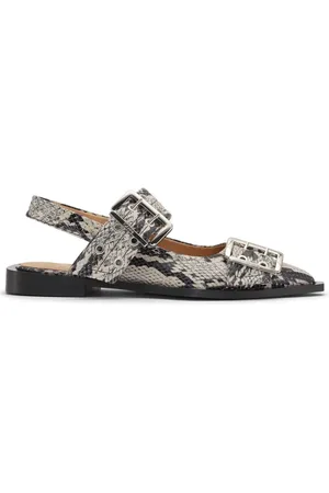 Ganni Snake-print ballerina shoes